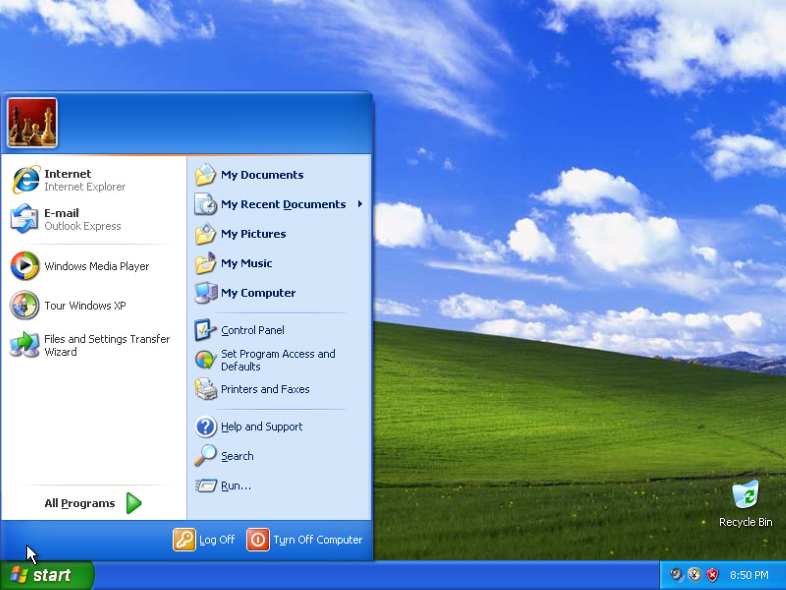 The Desktop of Windows XP